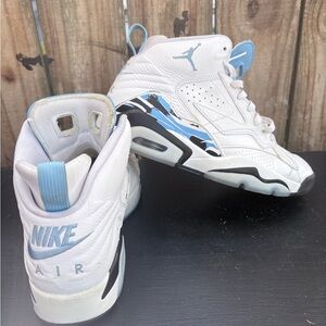 Nike White and Light Blue Air Jordan Retro High-Top Sneakers